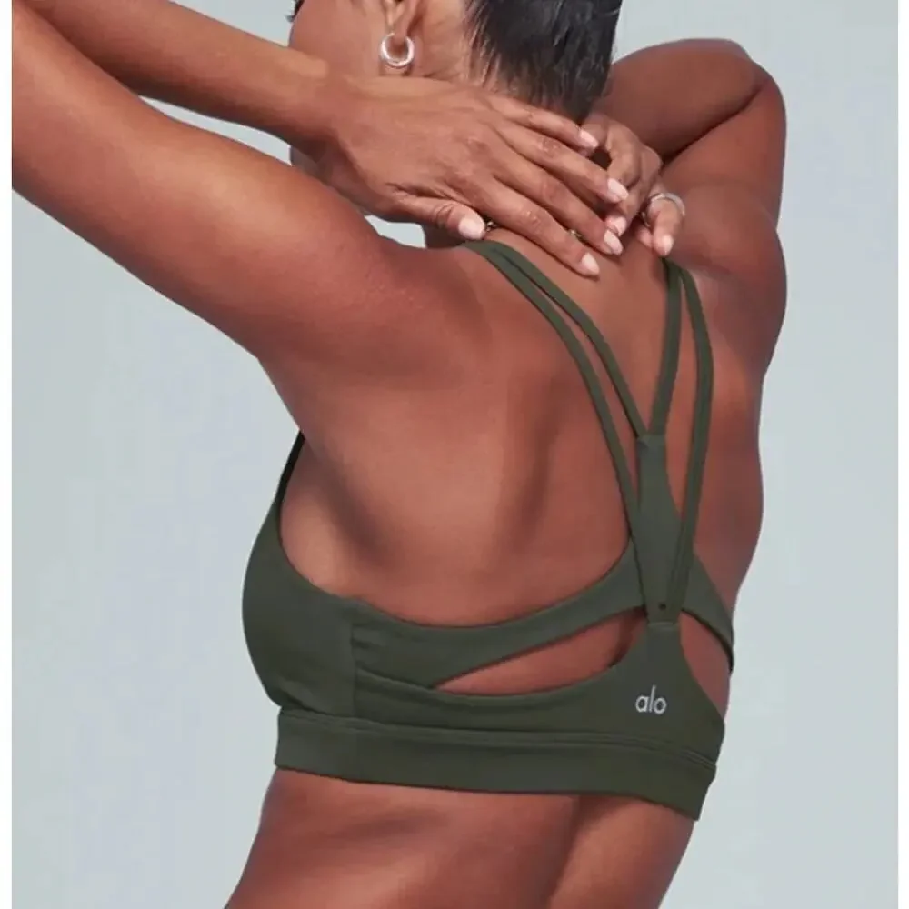 NWT Alo Airbrush Suspension Sports Bra Dark Cactus Yoga Workout Sports Gym Sz XS